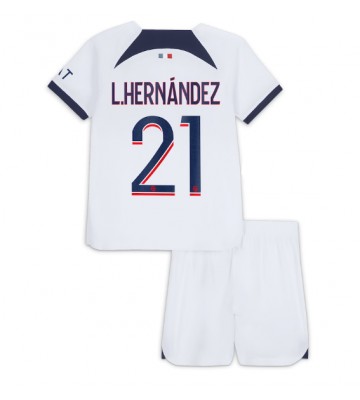 Paris Saint-Germain Lucas Hernandez #21 Bortaställ Barn 2023-24 Kortärmad (+ Korta byxor)